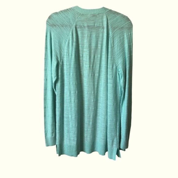 NWT Loft Outlet Mint Green Slub Cotton Open Front Sweater Cardigan Large Reg $49 - Picture 5 of 13